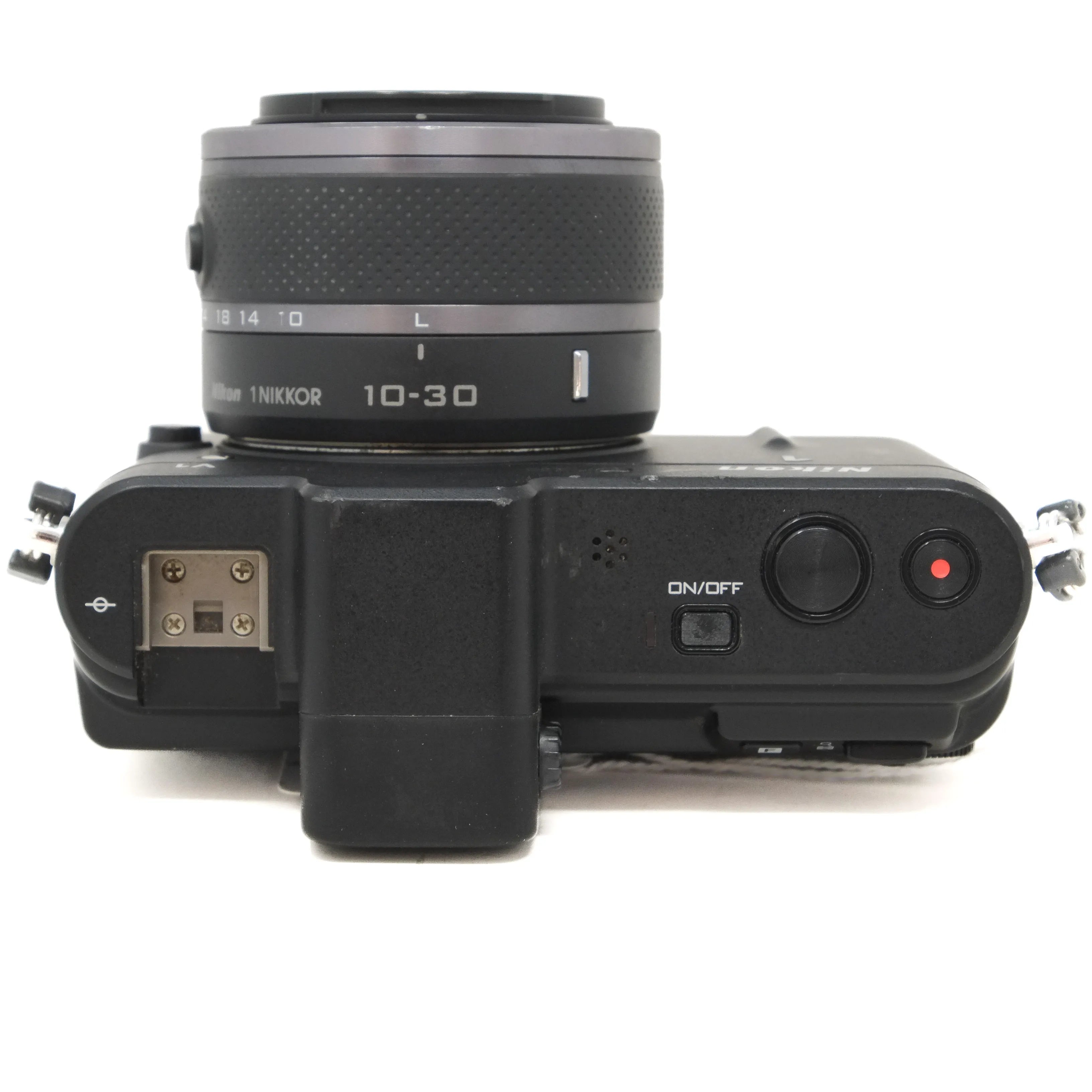 Camera with lens on a white background