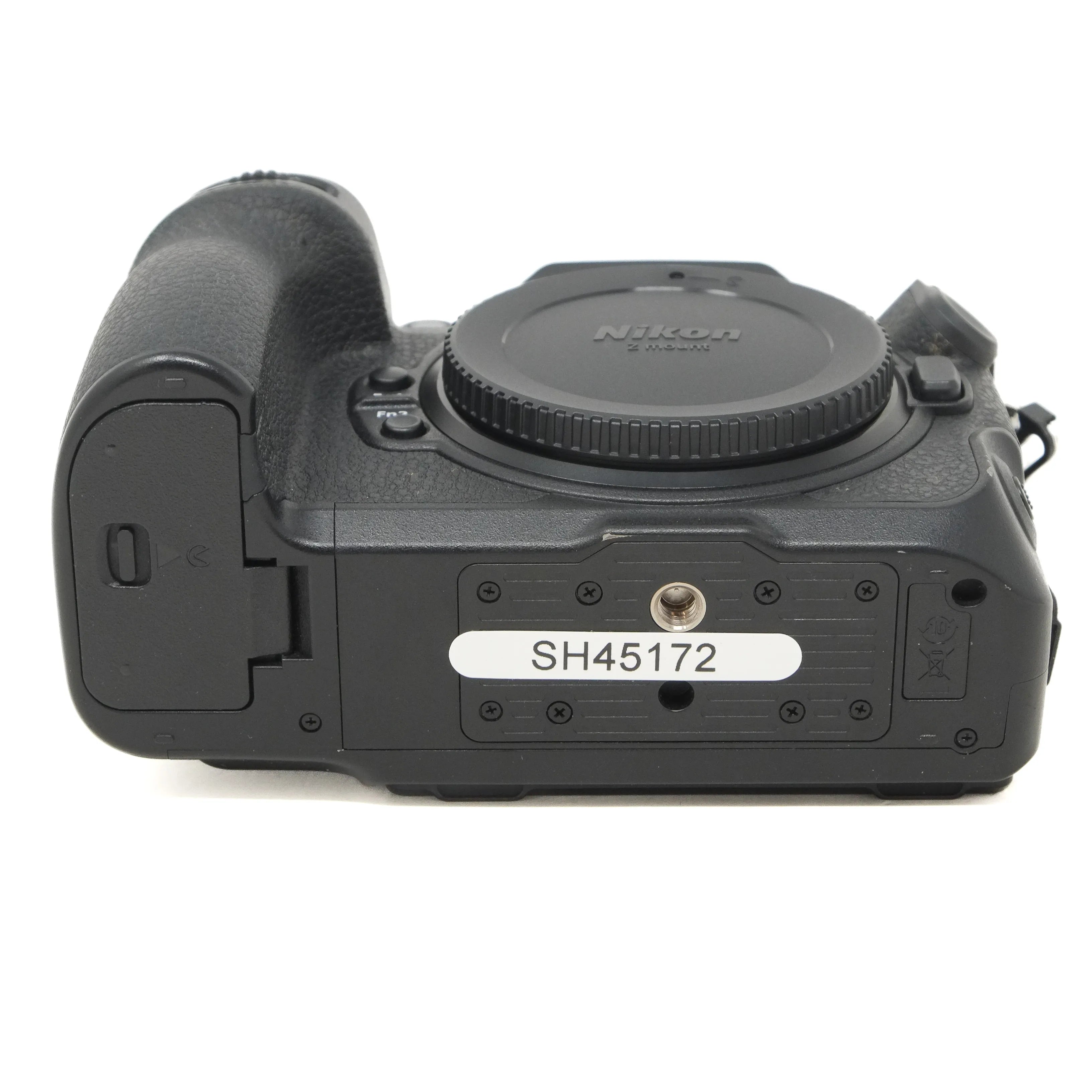Nikon camera body on a white background
