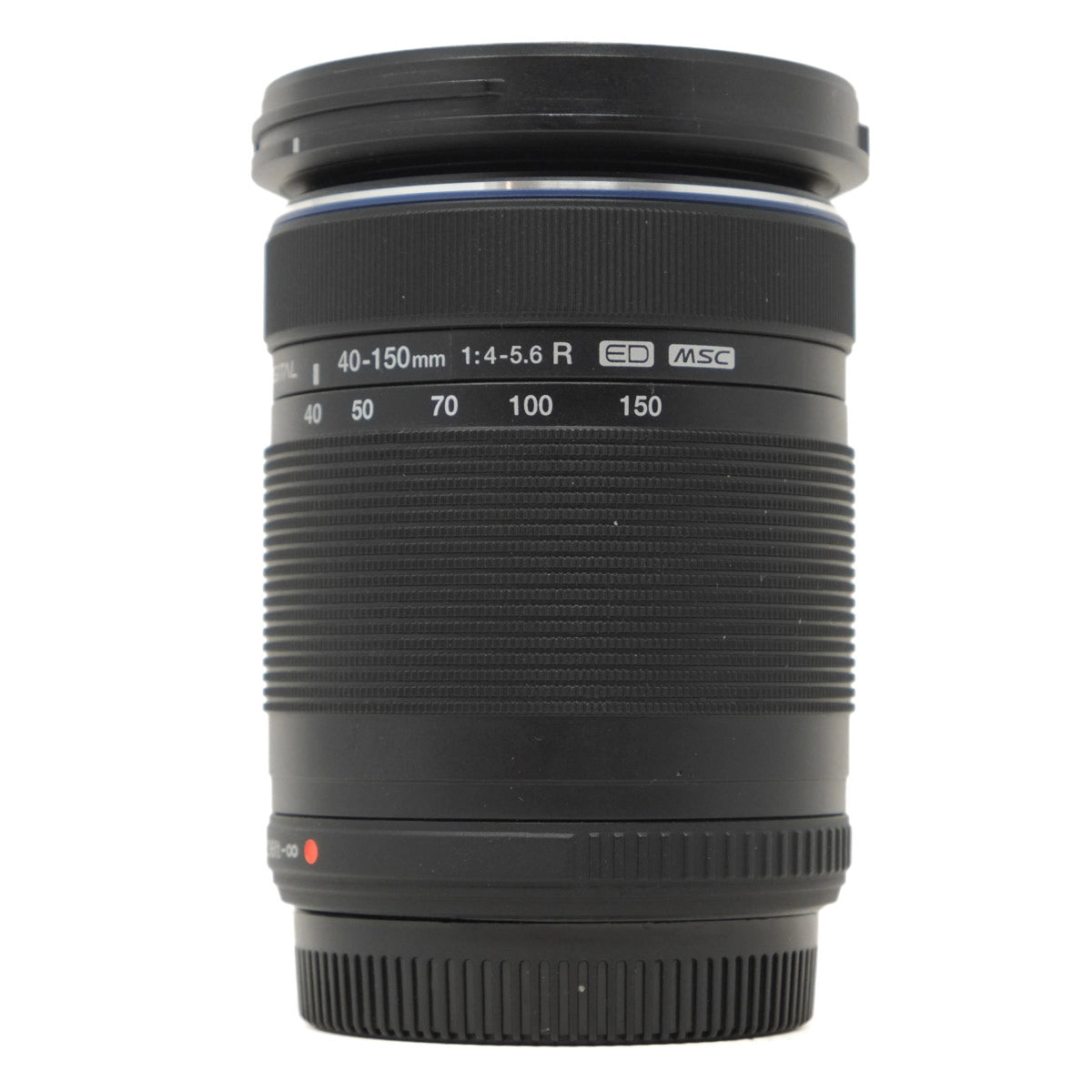Camera lens with specifications on a white background