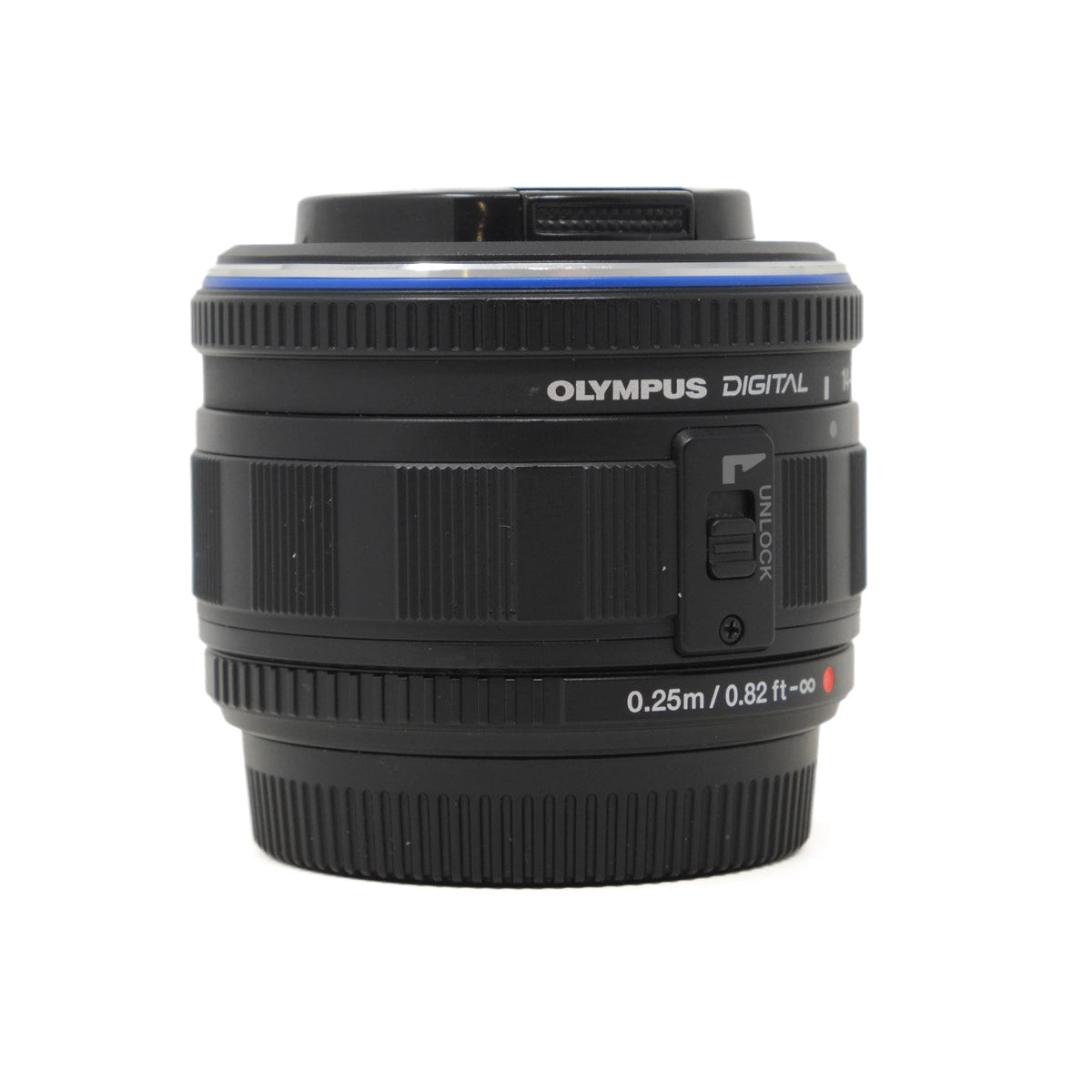 Olympus digital camera lens on a white background