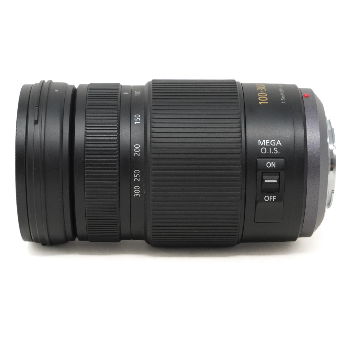 Camera lens with control buttons on a white background