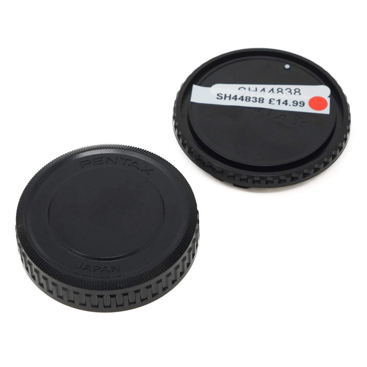 Used Pentax 645 body cap and rear cap - top angle 