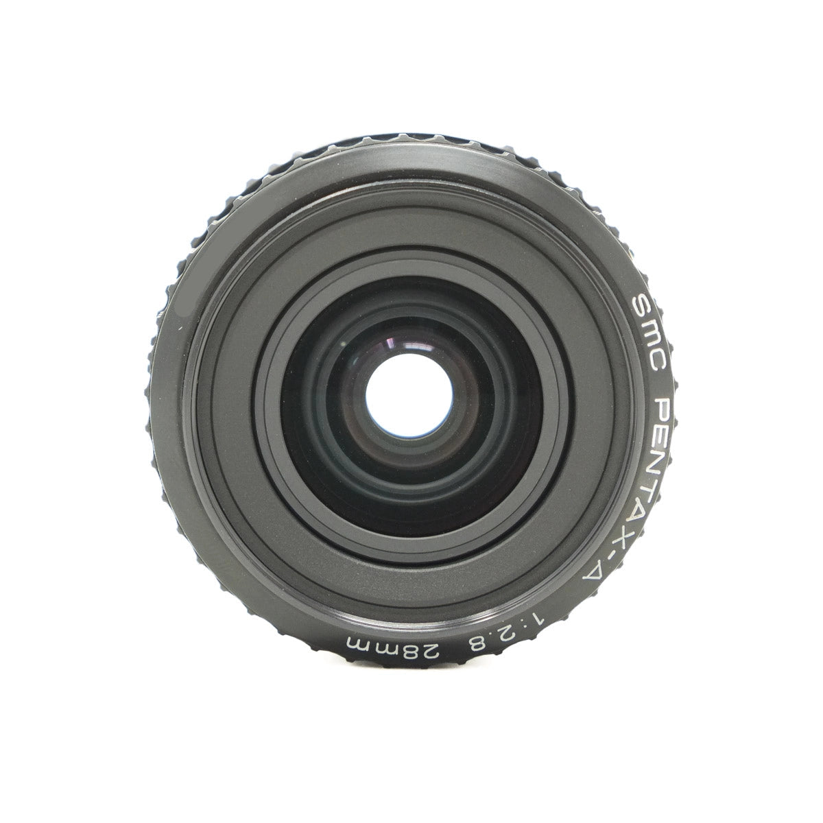 Camera lens with 'SMC PENTAX-FA' branding on a white background