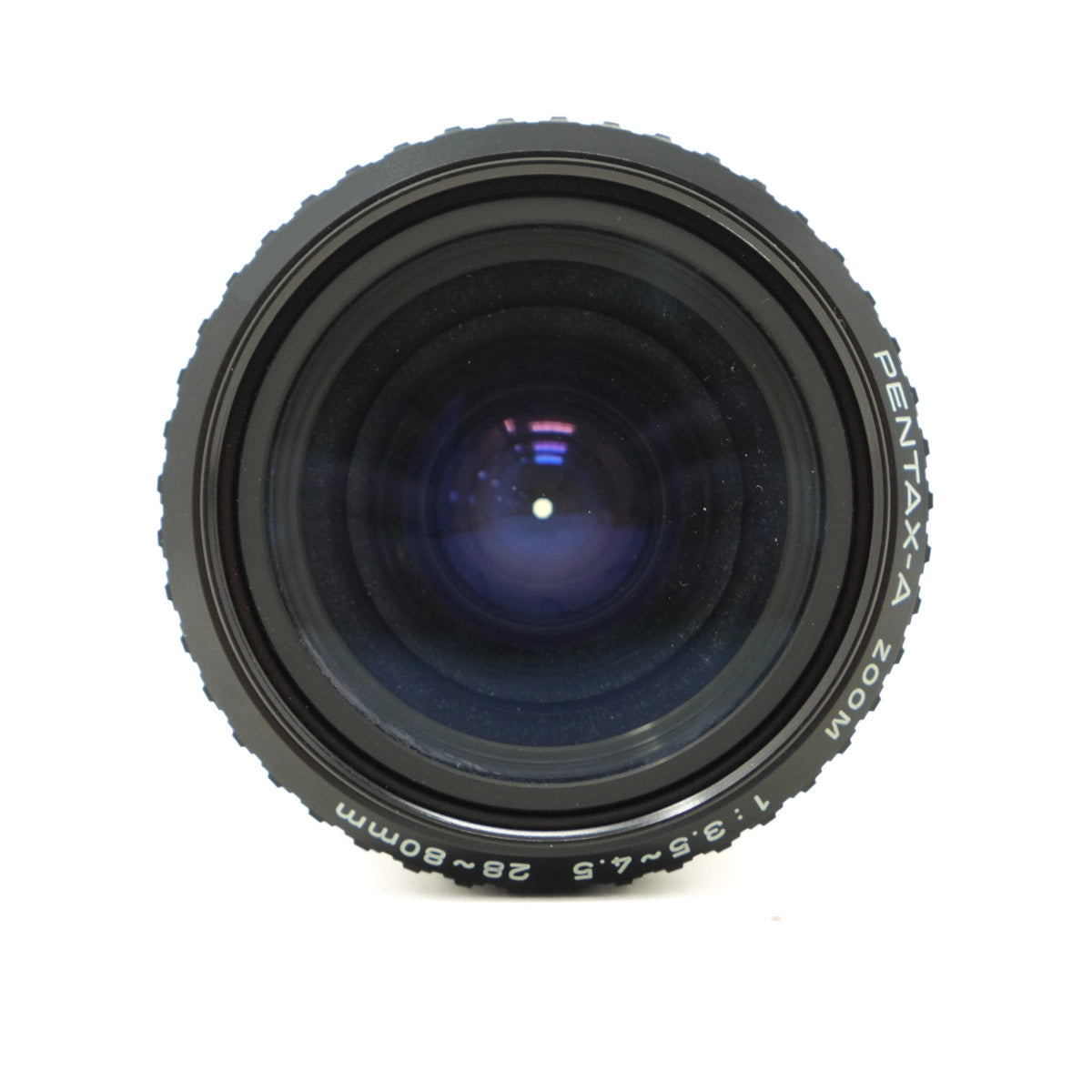 Camera lens with 'Pentax' branding on a white background