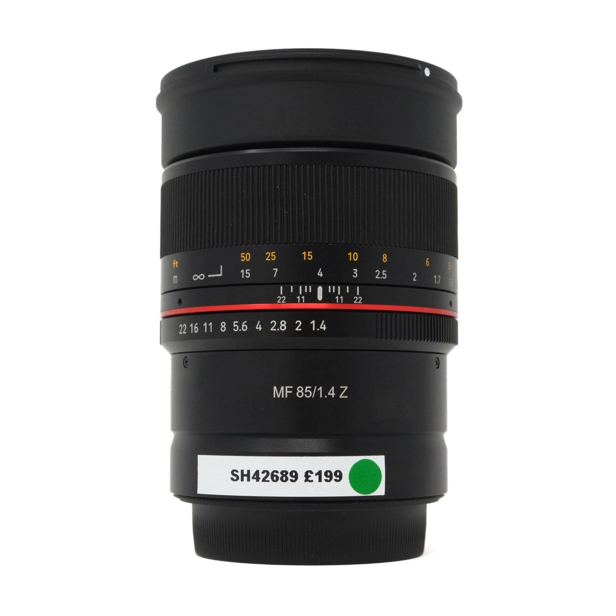 Used Samyang MF 85mm f1.4 Lens for Nikon Z Mount - Front angle 