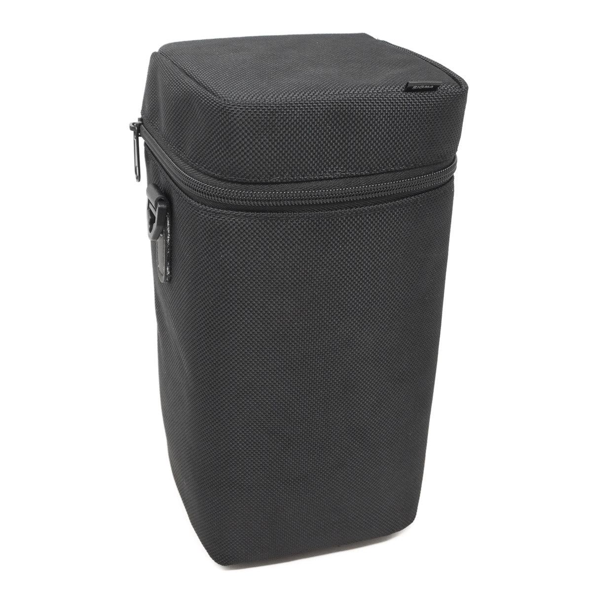 Black rectangular case with a zipper on a white background