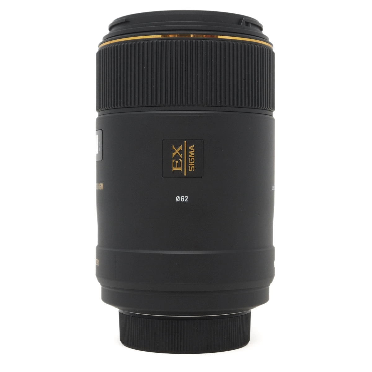 Black camera lens with Sigma branding on a white background