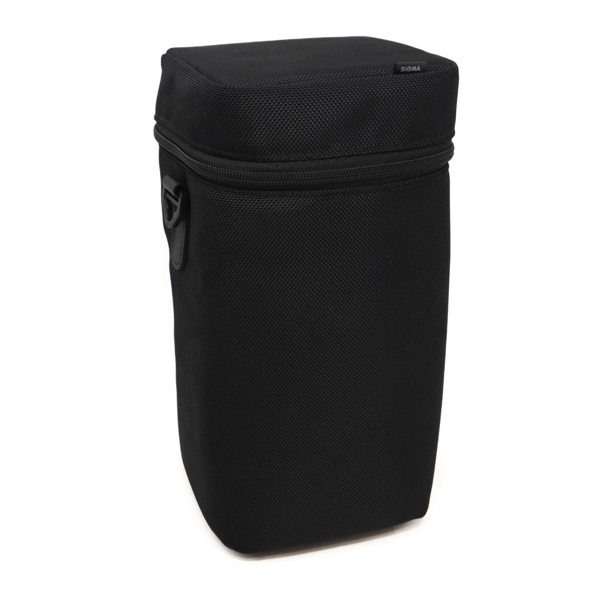 Black rectangular pouch with a zipper on a white background