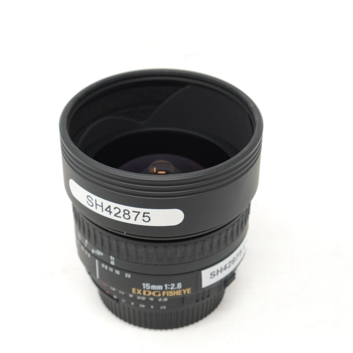 Used Sigma 15mm F2.8 Ex DG Fisheye for Nikon F - top angle 