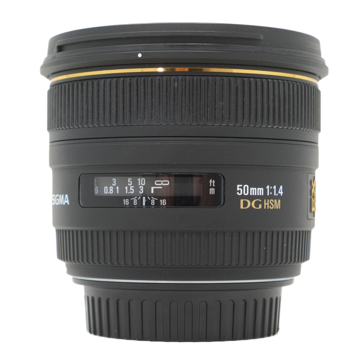 Used Sigma 50mm F1.4 EX DG Lens in Canon EF Fitting - front angle 