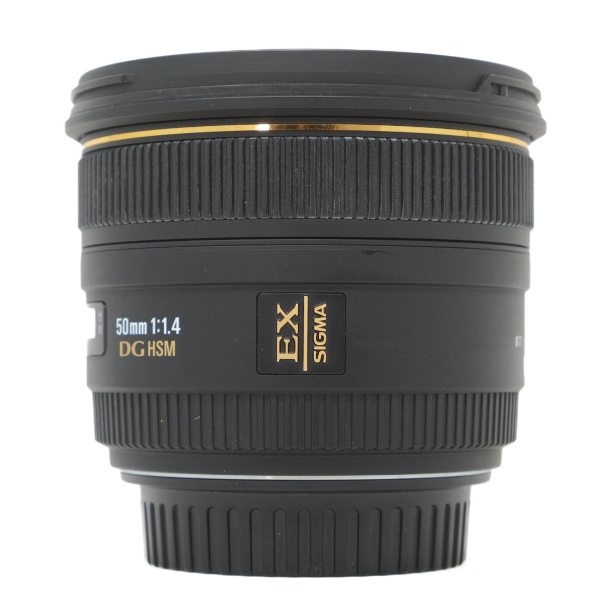 Used Sigma 50mm F1.4 EX DG Lens in Canon EF Fitting - side angle 