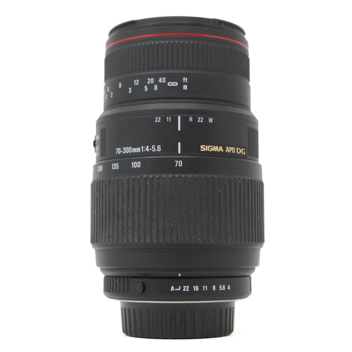 Used Sigma 70-300mm F4-5.6 APO DG Macro lens in Nikon F mount - front angle 