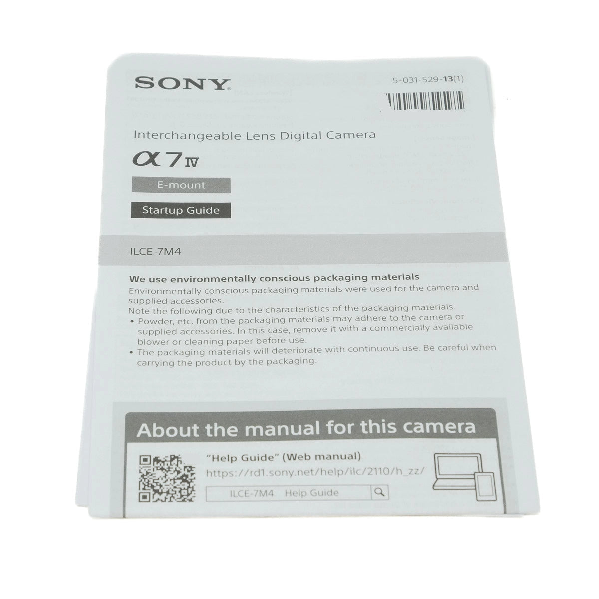 Sony camera startup guide manual on a white background