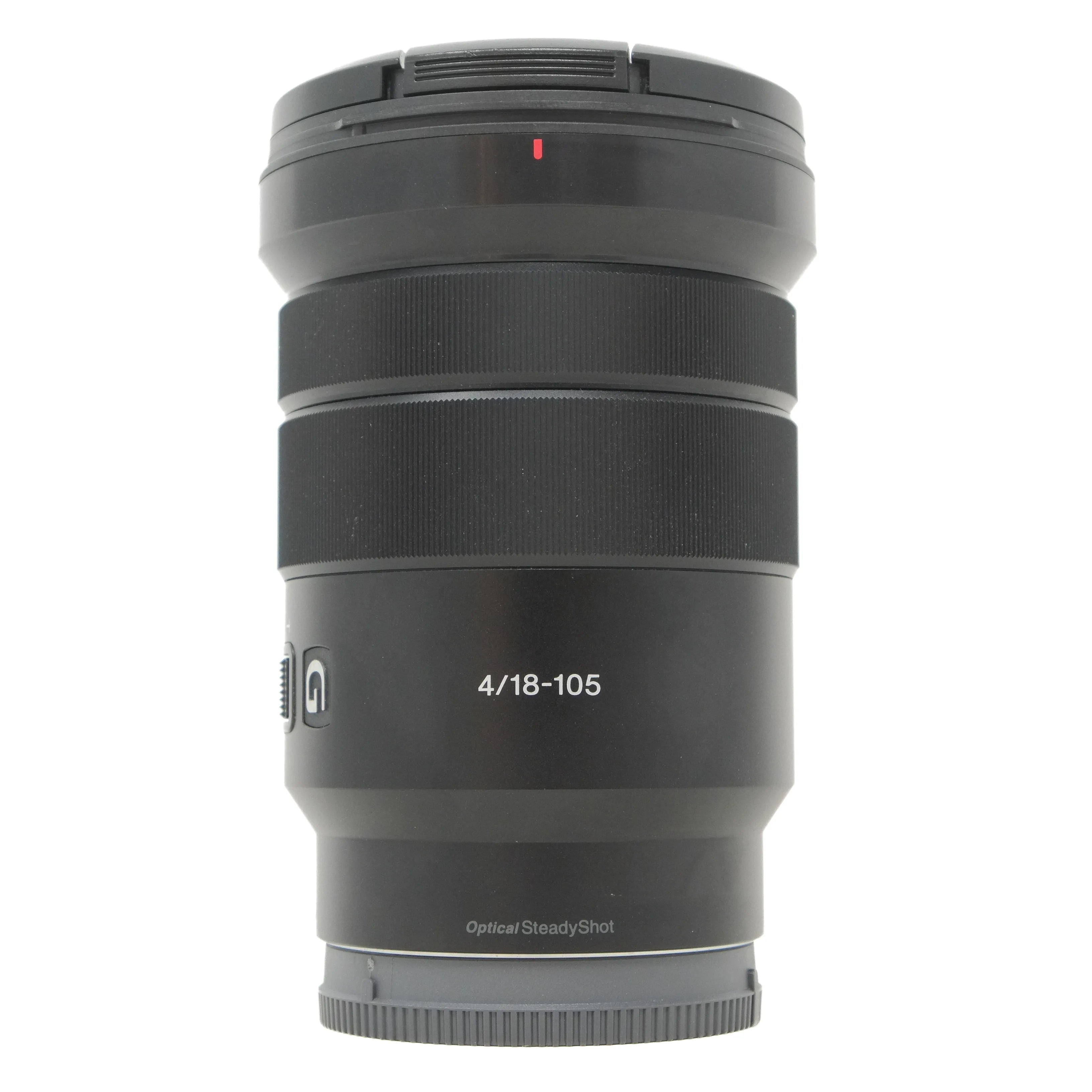 Camera lens with specifications on a white background