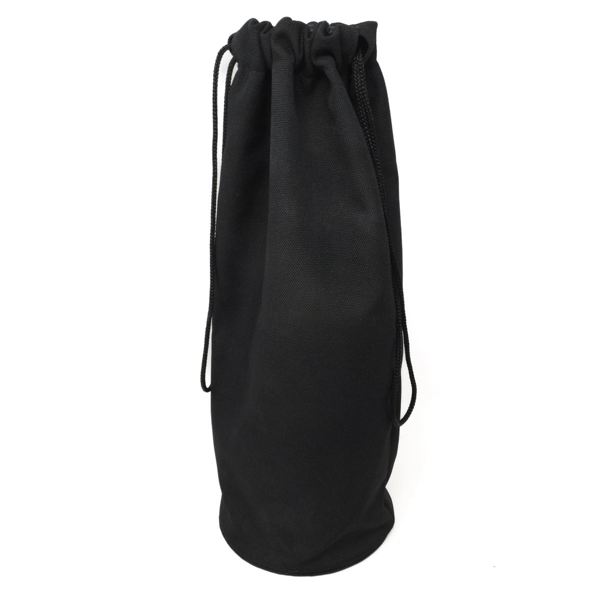 Black drawstring bag on a white background