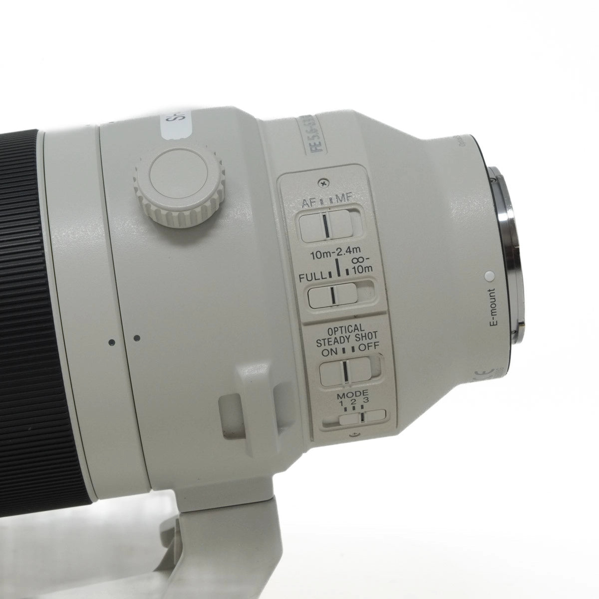 Camera lens with control buttons on a white background