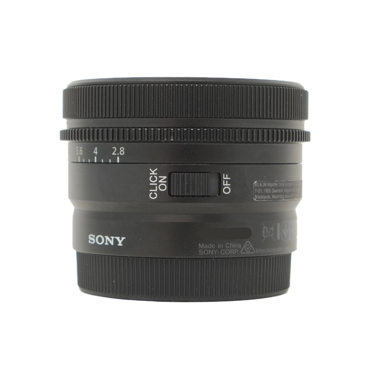 Sony camera lens on a white background
