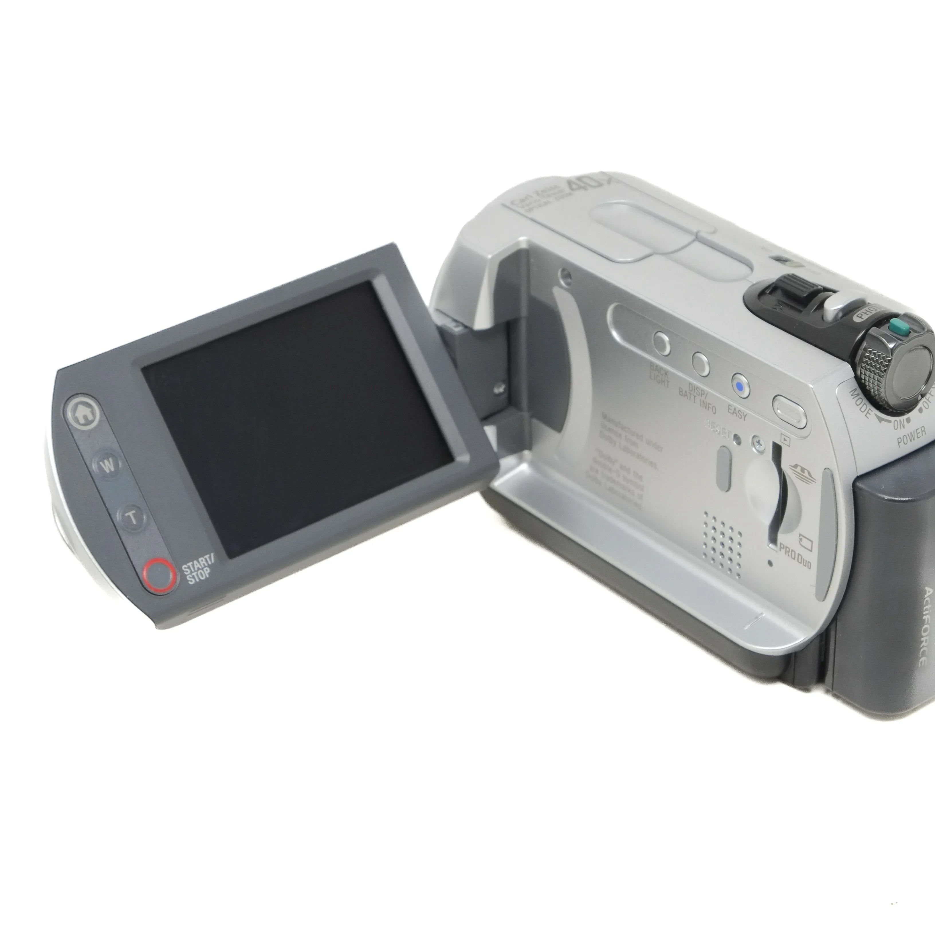 Digital camera with a screen on a white background