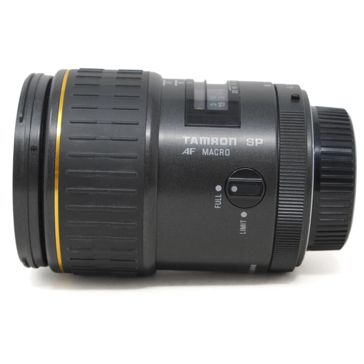 Tamron SP AF Macro camera lens on a white background