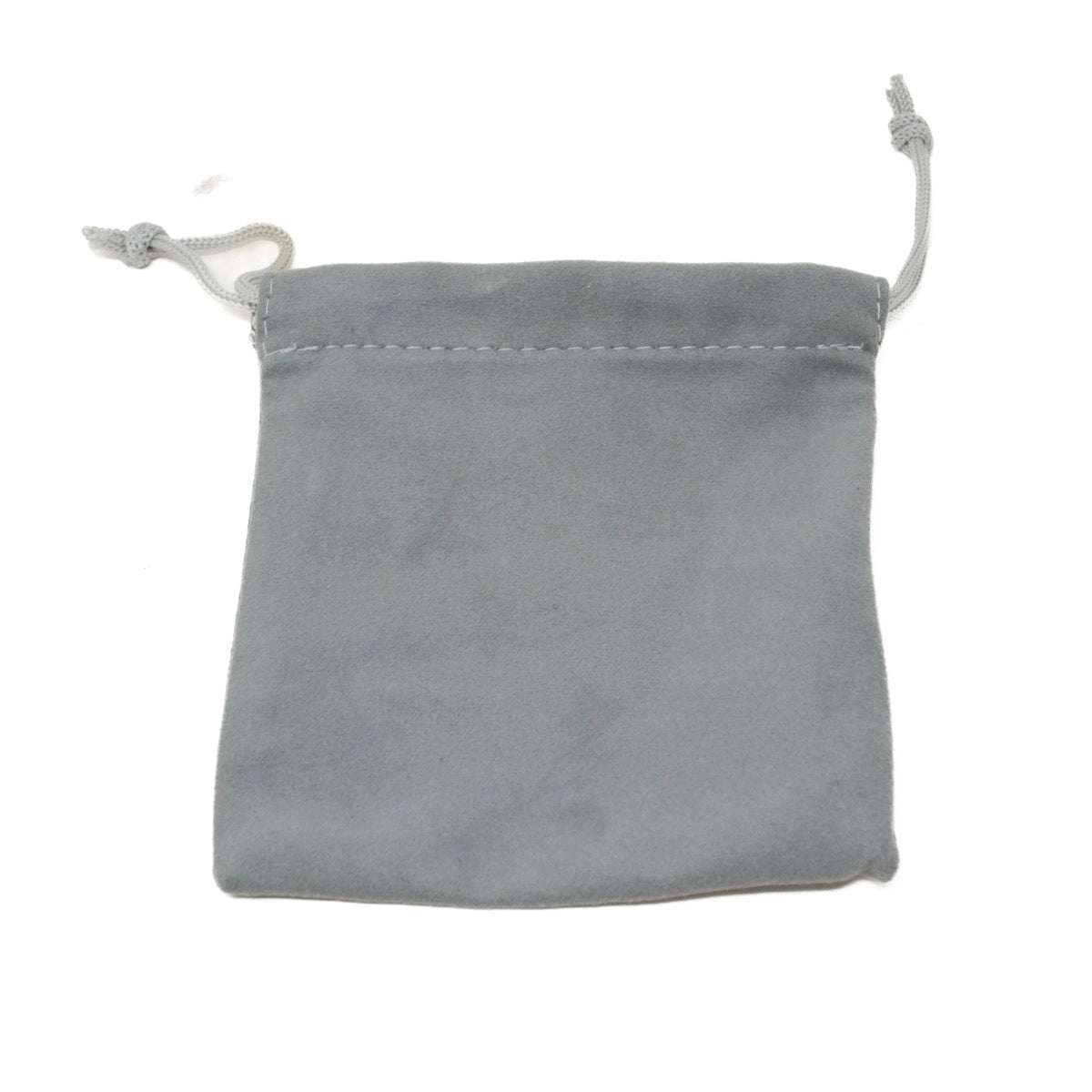 Gray drawstring pouch on a white background