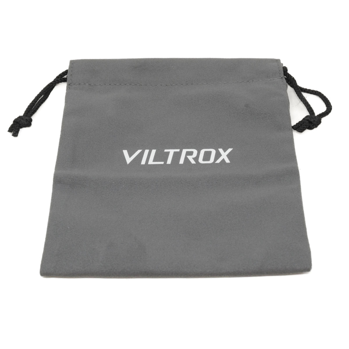 Gray drawstring pouch with 'Viltrox' branding on a white background