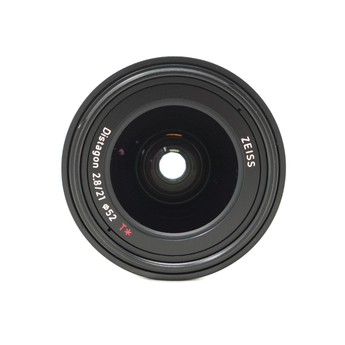 Camera lens with Zeiss branding on a white background