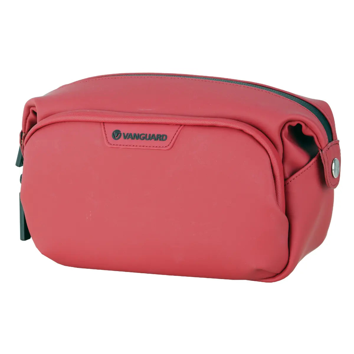 Red camera bag with Vanguard logo on a white background