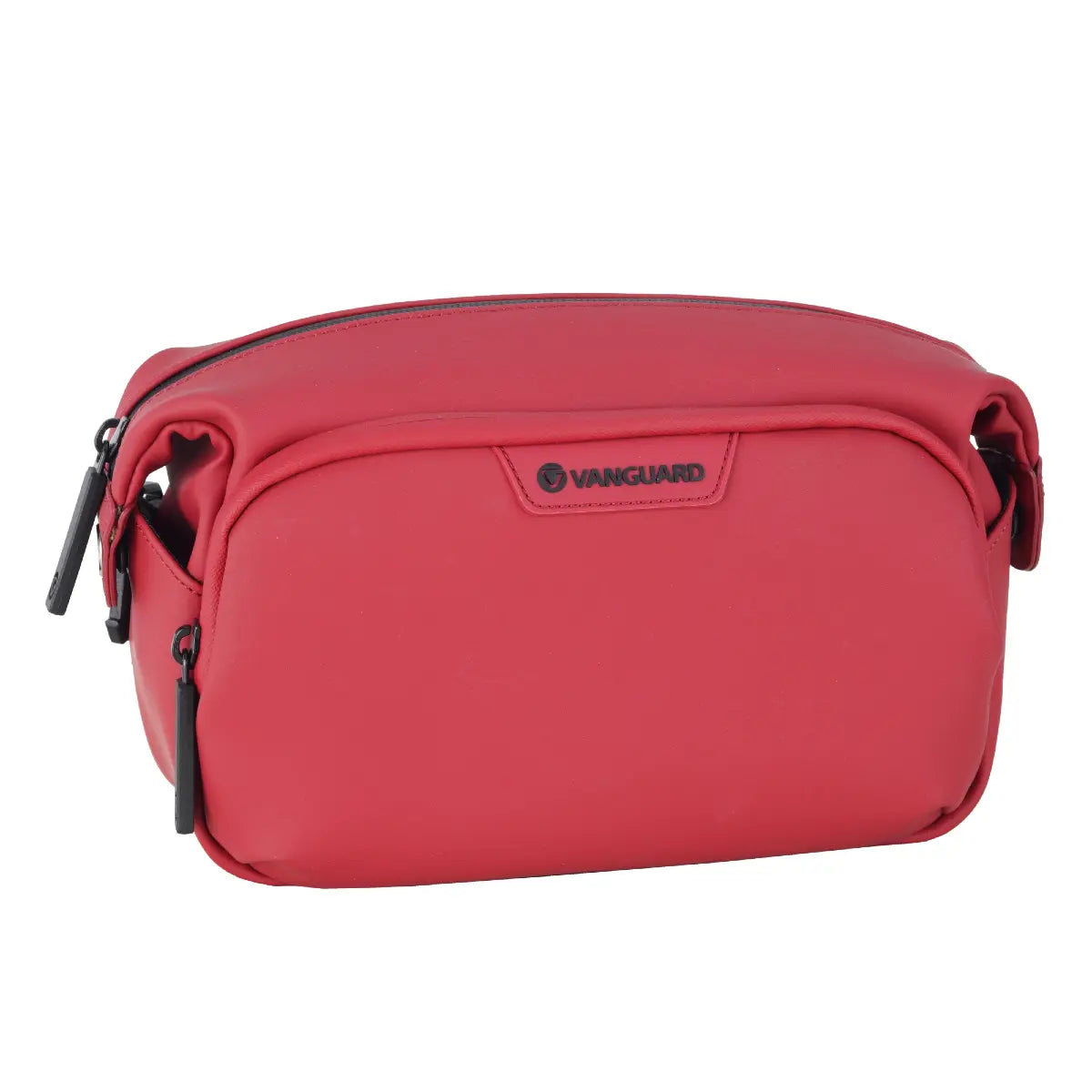 Red camera bag with Vanguard logo on a white background