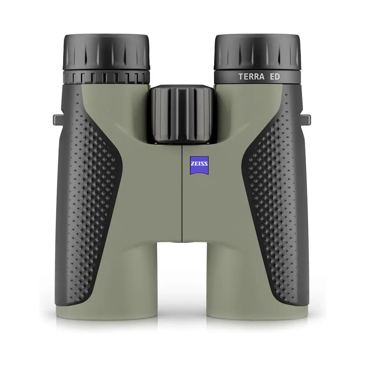 Zeiss binoculars with green and black design on a white background