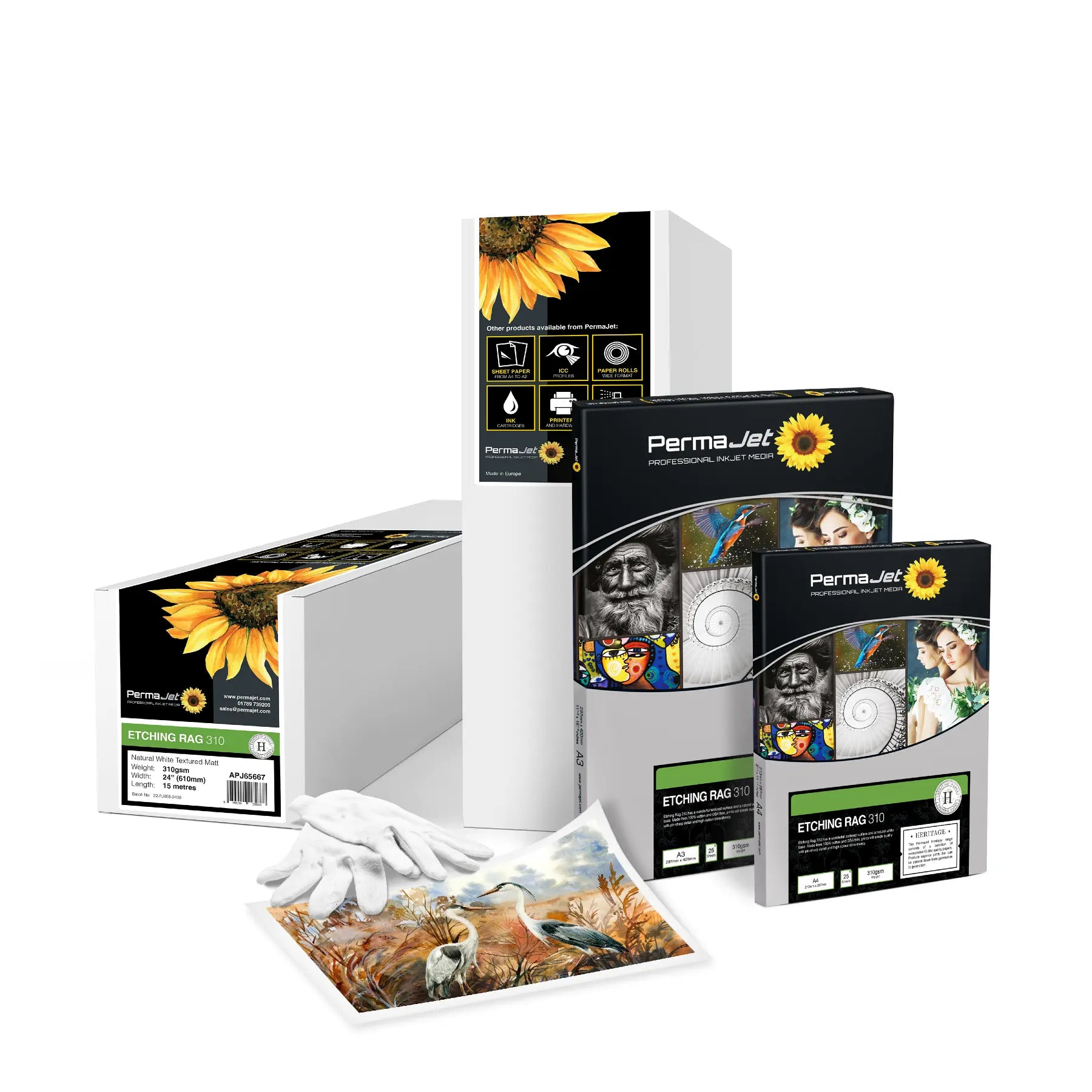 PermaJet photo paper packaging with a sunflower design on a white background