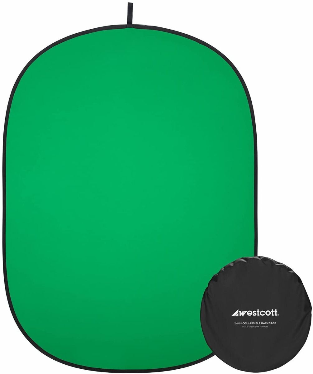 Westcott Collapsible 2-in-1 Grey & Green Screen Backdrop (5' x 6.5')
