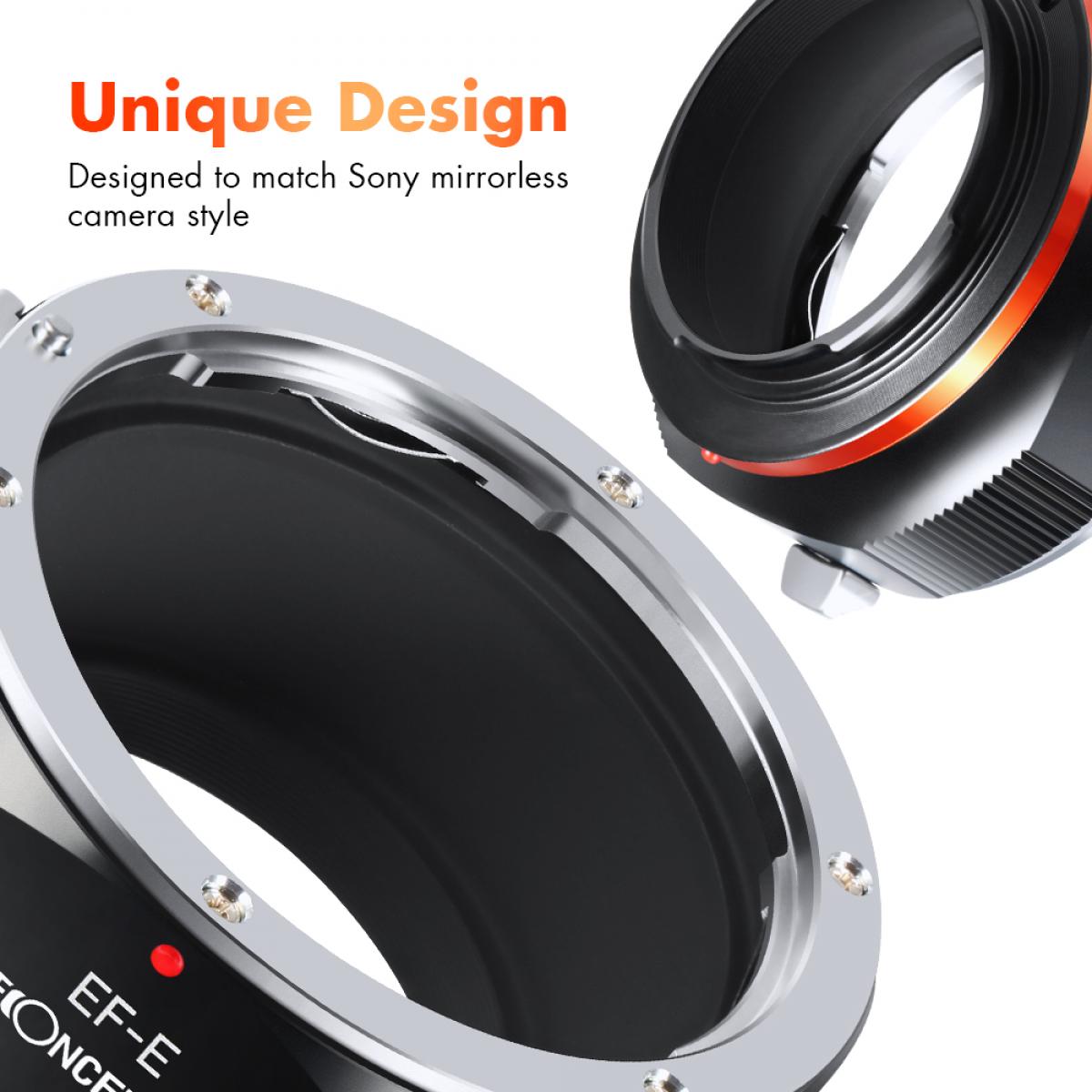 K&F Concept EOS to Sony E Adapter, Manual Lens Mount Adapter Compatible with Canon EF EF-S Mount Lens to Sony E Mount Cameras