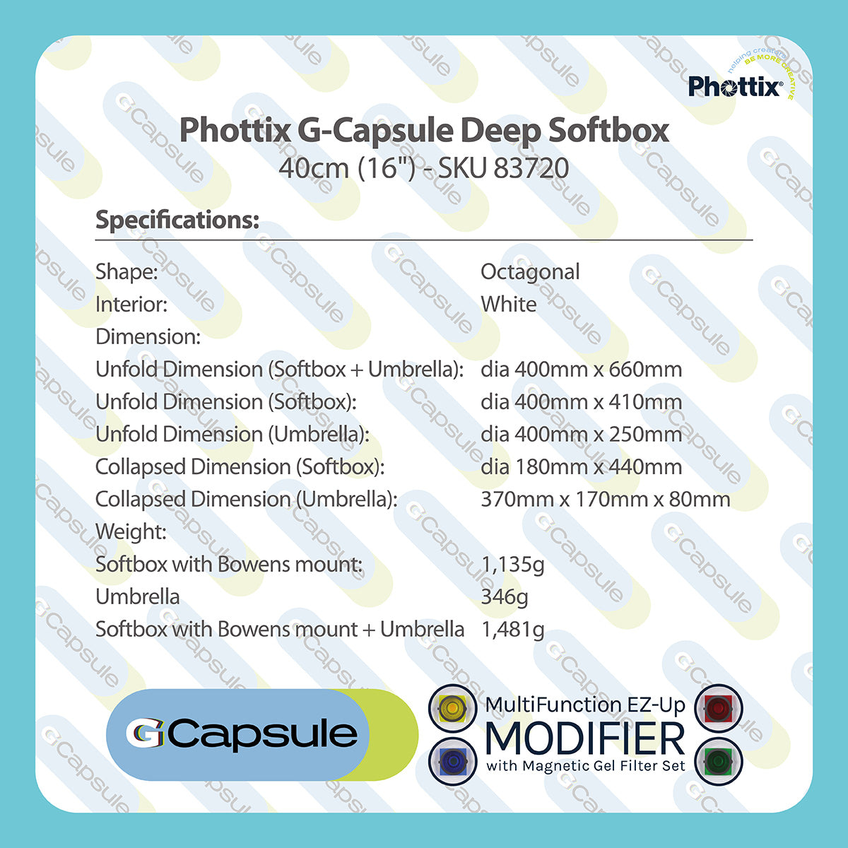 Phottix G-Capsule Multi-Function Softbox Deep 40cm (16")