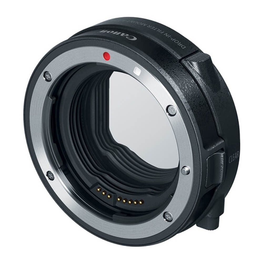 Canon EF to RF Mount Adapter + Drop-In Variable ND Filter - Product Photo 3 - Closed view from the side. Close up of the internal structure