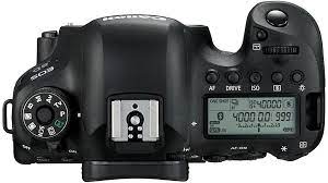 Canon EOS 6D Mark II DSLR Camera Body - Product Photo 3 - Top down view of the camera body with the flash mount, control ring and settings display visible