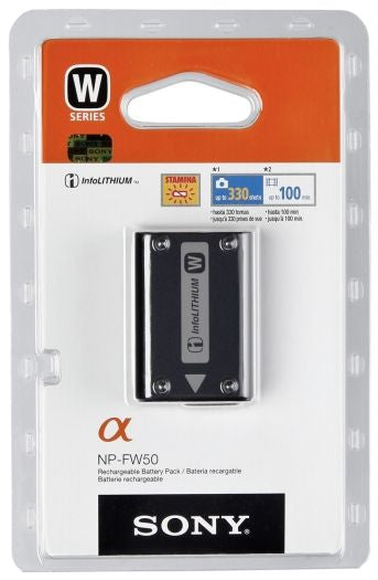 Sony NP-FW50 W-series Rechargeable Battery Pack for NEX-3, NEX-5,  NEX-7 - Product Photo 2 - Shows the battery unit and packaging